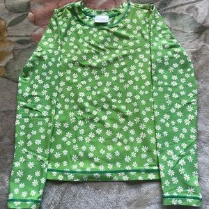 Green floral swim top